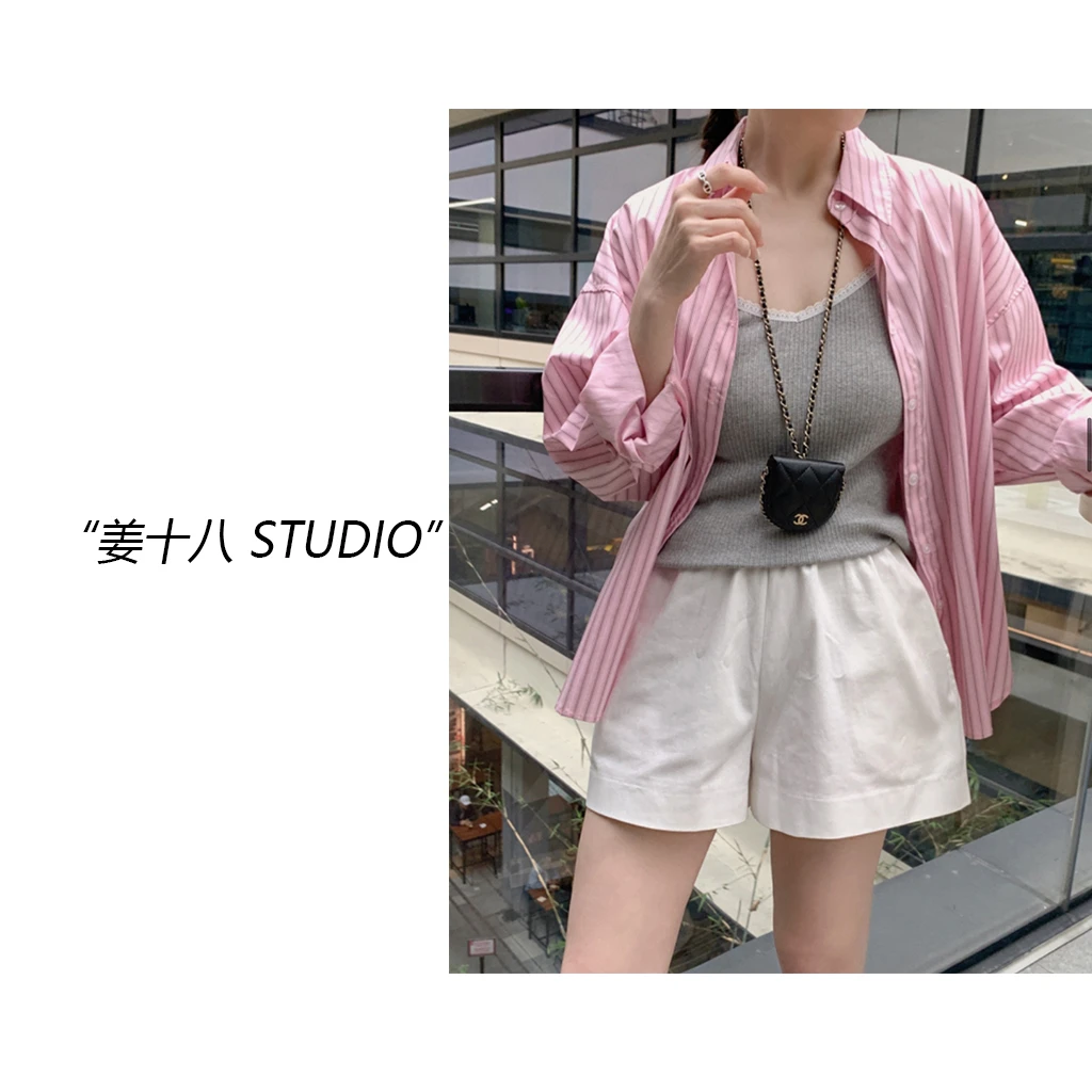 姜十八-「百搭不厌」韩国单！25春款松紧腰a字阔腿百搭短裤