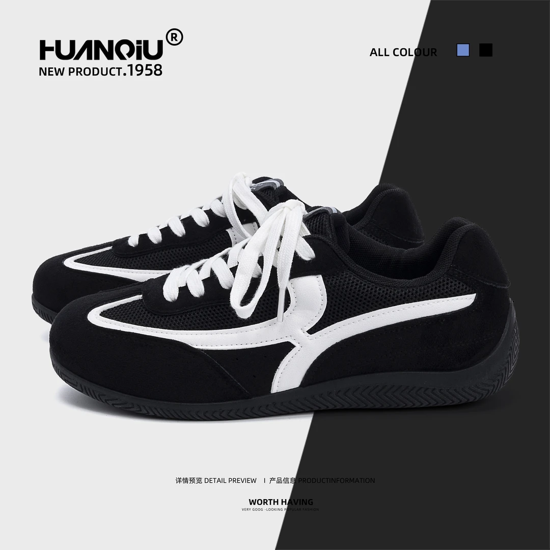 环球百搭赛车鞋子男款2025新款秋季爆款休闲鞋子男复古增高德训鞋