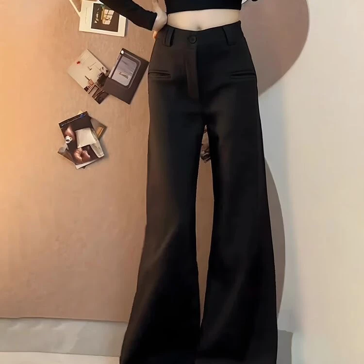 垂感阔腿裤微喇叭拖地时尚喇叭裤休闲裤高腰大喇叭裤小个子