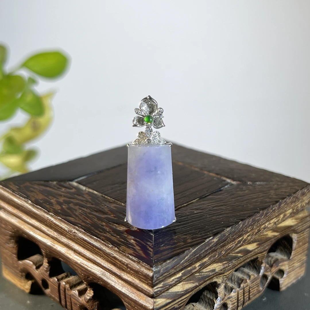 JXZC31-128 天然缅甸A货翡翠 18k金钻镶嵌无事牌