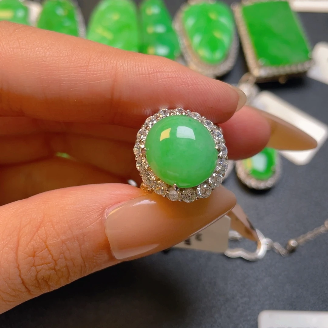 翡翠银S925镶嵌吊坠(不含链)