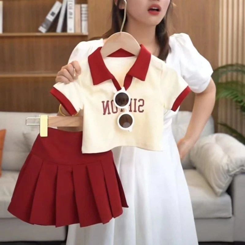 女童夏款套装2025新款女宝宝时尚短袖儿童小童洋气韩版短款两件