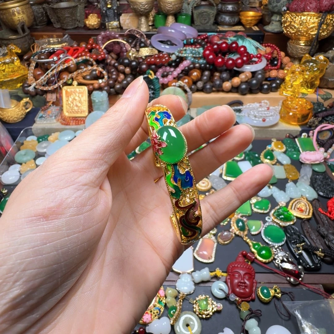 玛瑙/玉髓手镯合金玛瑙蛋面手镯