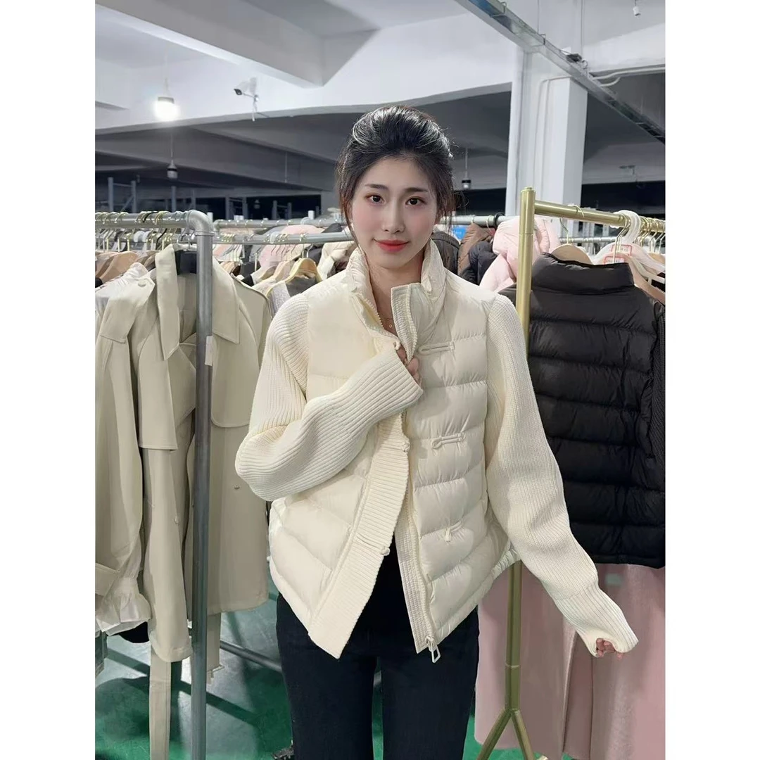 拼接针织羽绒服 小允姐姐2024新款时尚气质高级拼接针织羽绒服
