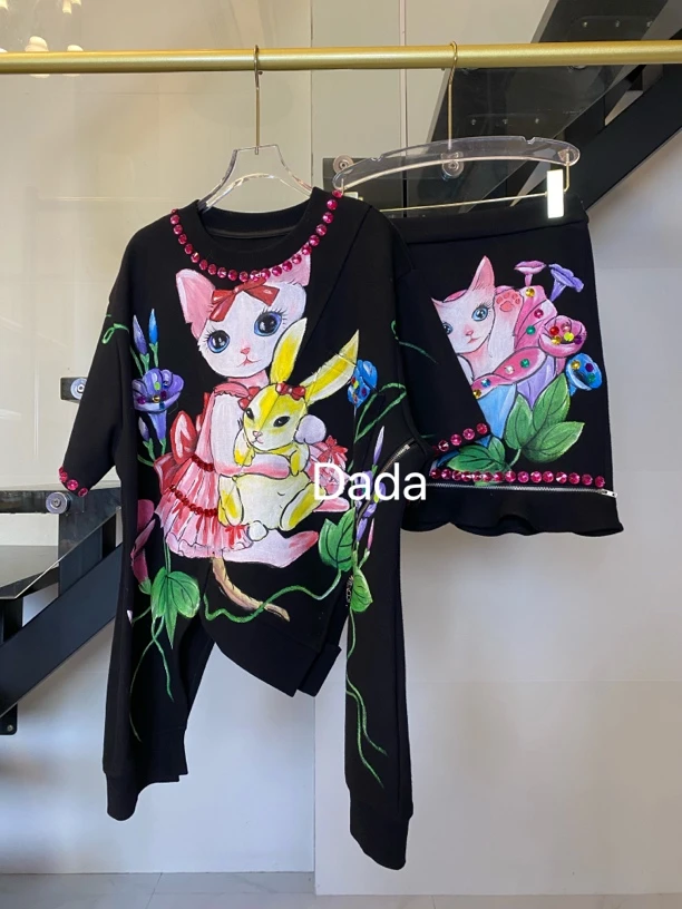 Dada设计款新款重工个性款休闲时尚百搭洋气可爱套装C11338