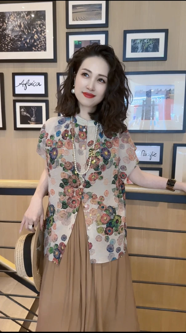【夏菊】碎花休闲风上衣夏季时尚网红显瘦衬衫