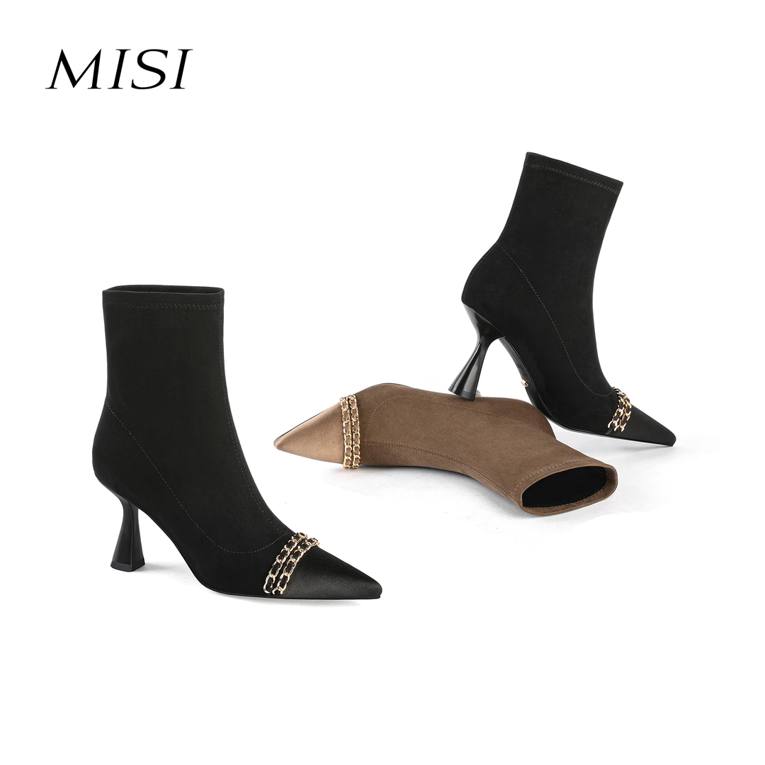 【跟高7cm】2025年冬季纯色新款尖头高跟靴单靴简约时尚百搭女