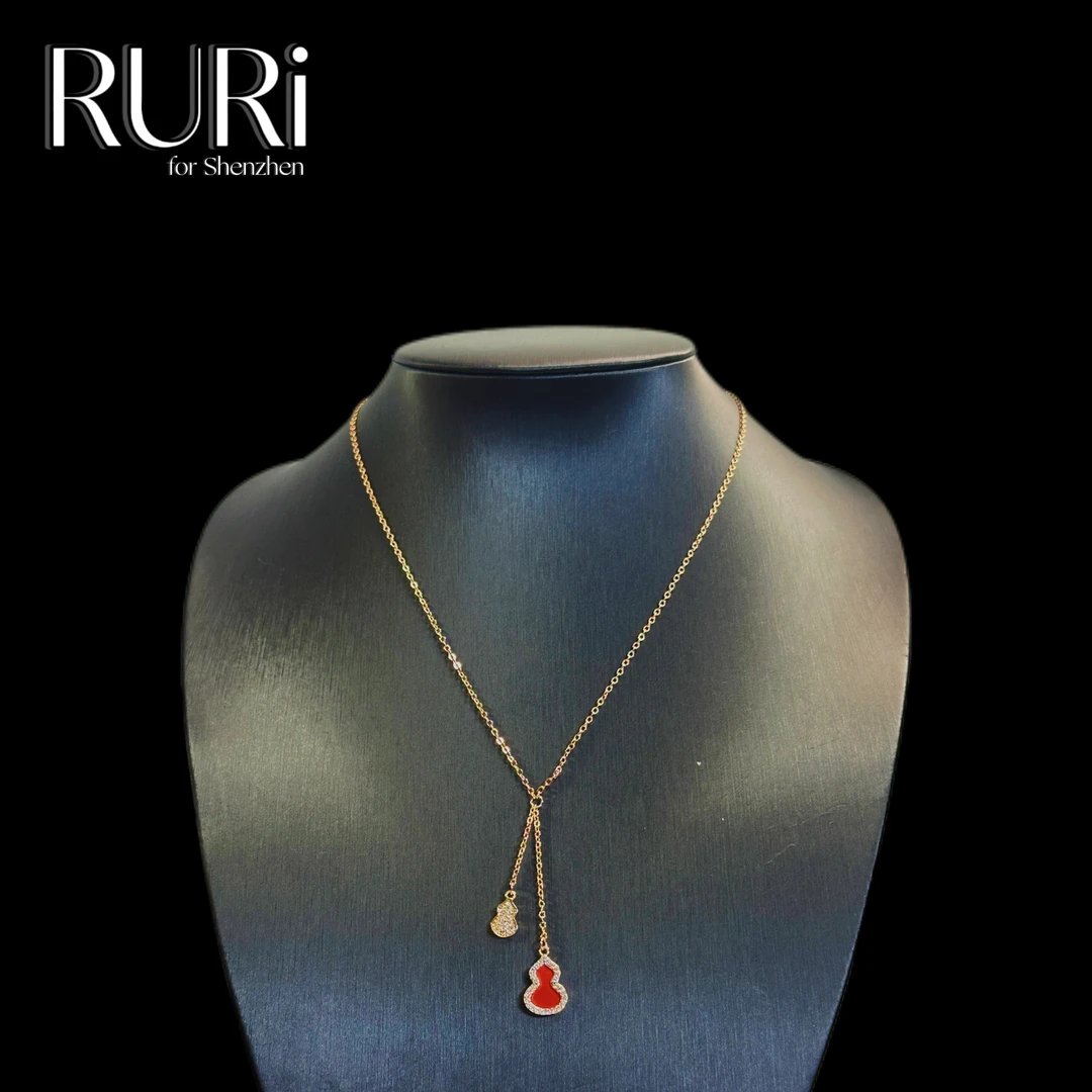 铜合金铅玻璃项链 简约轻奢时尚红色葫芦项链830