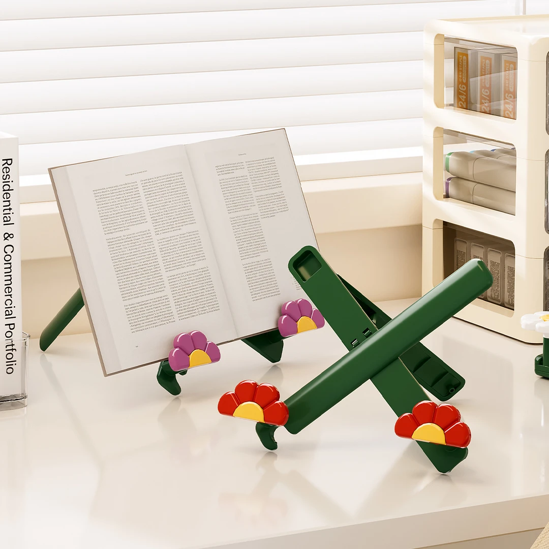 新款高颜值花朵造型桌面平板支架便携可折叠书立支架宿舍阅读书架