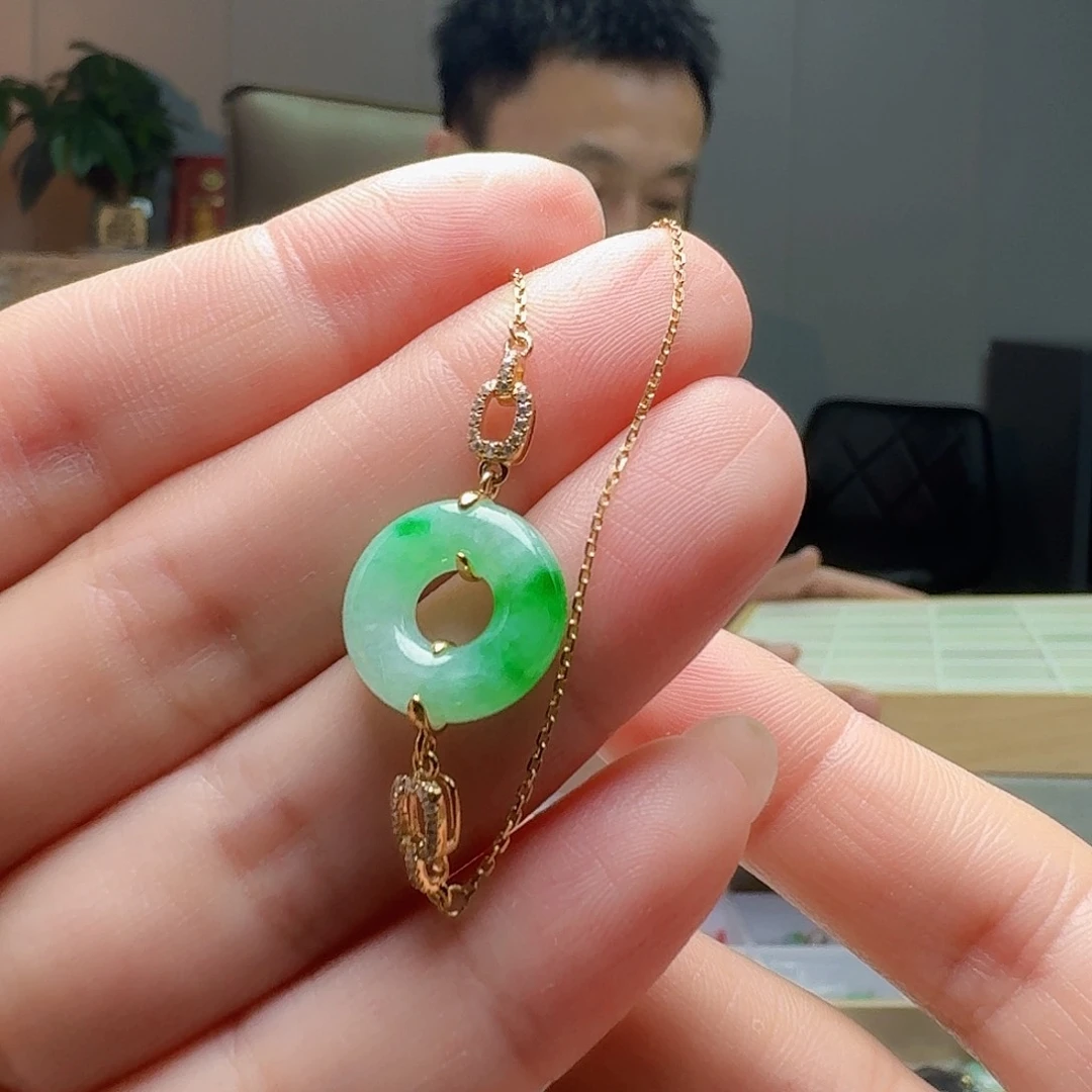 18K金镶嵌手链翡翠天然