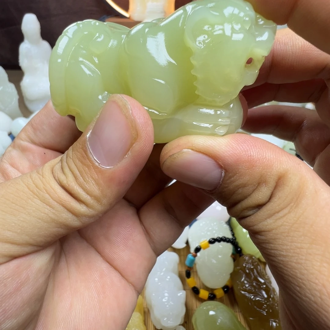 石材核*手工雕刻老虎手把