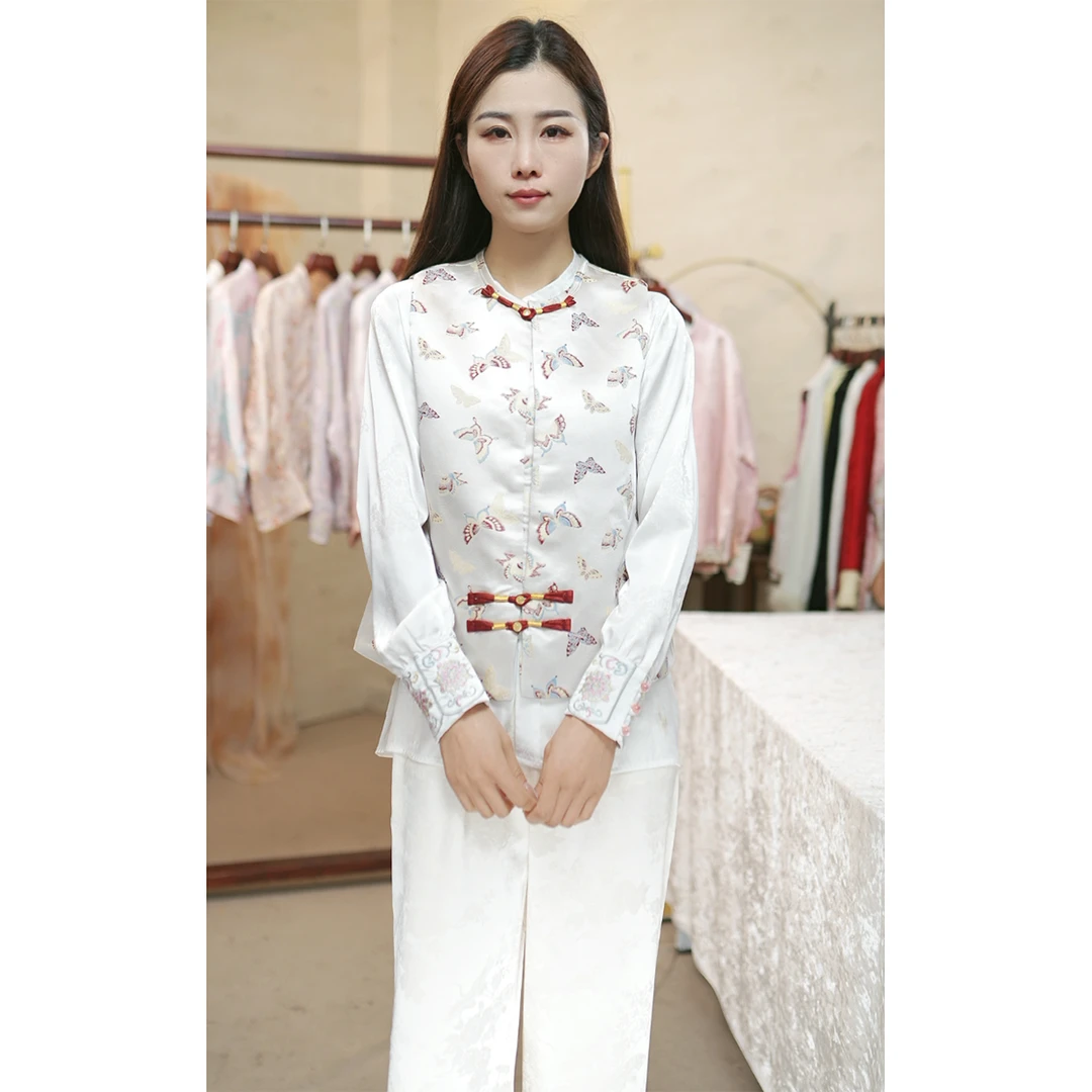 【初蝶】新中式国风马甲女高贵织金提花唐装对襟短款外套盘扣上衣