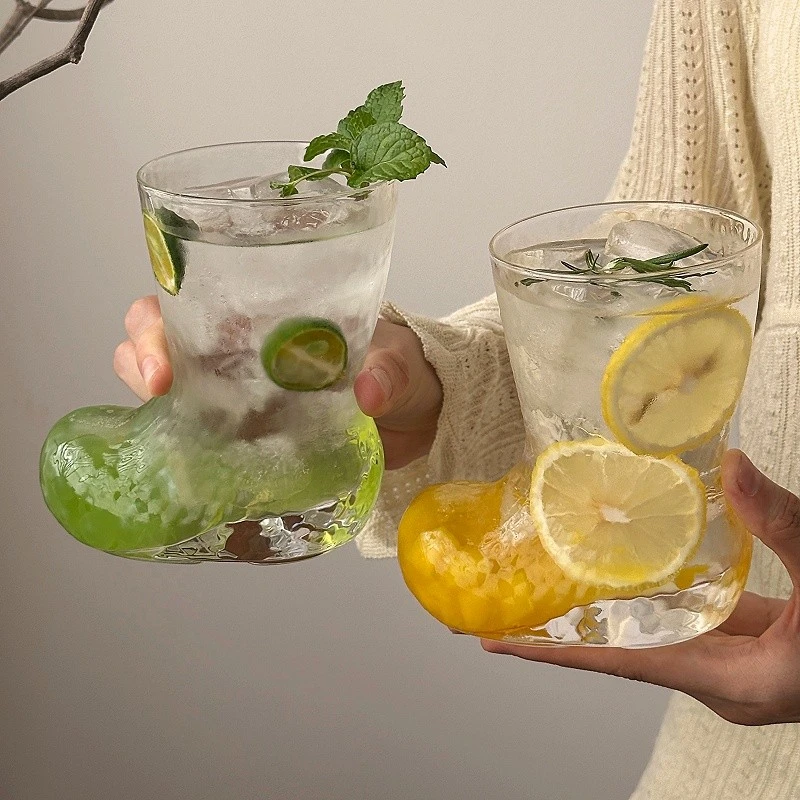 ins风网红创意靴子玻璃杯果汁饮料啤酒杯个性咖啡冷饮杯鸡尾酒杯