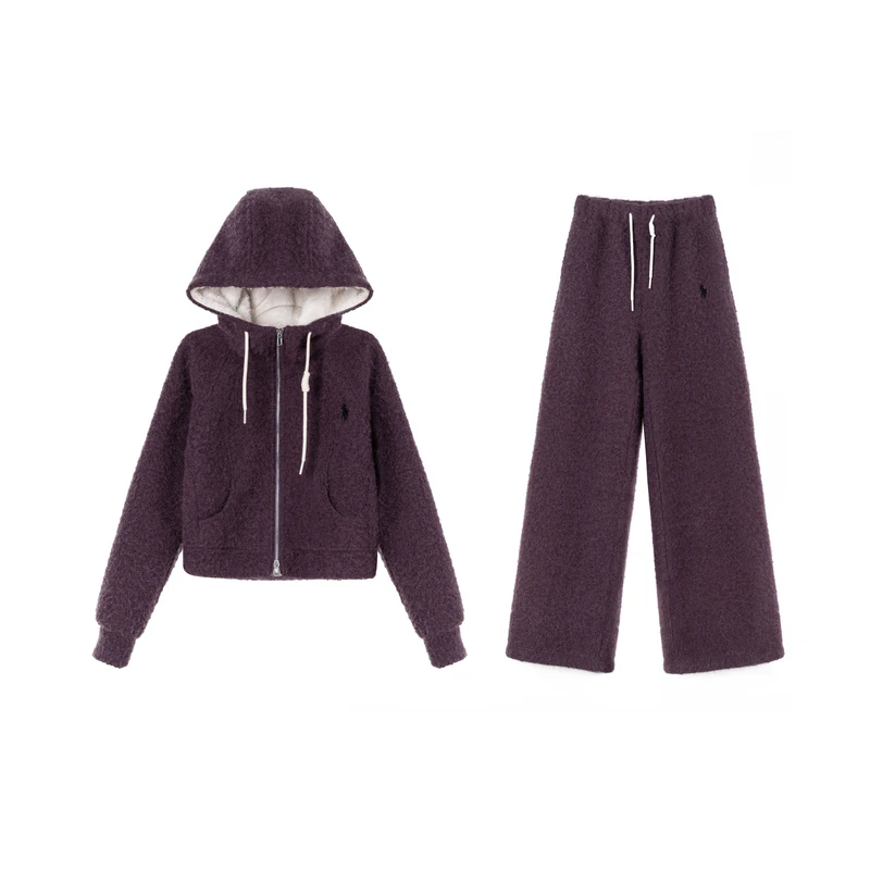 087-「乌梅子酱」气质时尚休闲轻奢洋气加绒设计师高定秋冬连帽套装