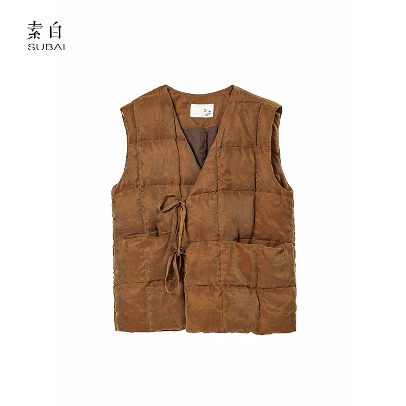 素白【暖芯】J01748轻奢质感铜氨丝轻薄羽绒舒适百搭马甲