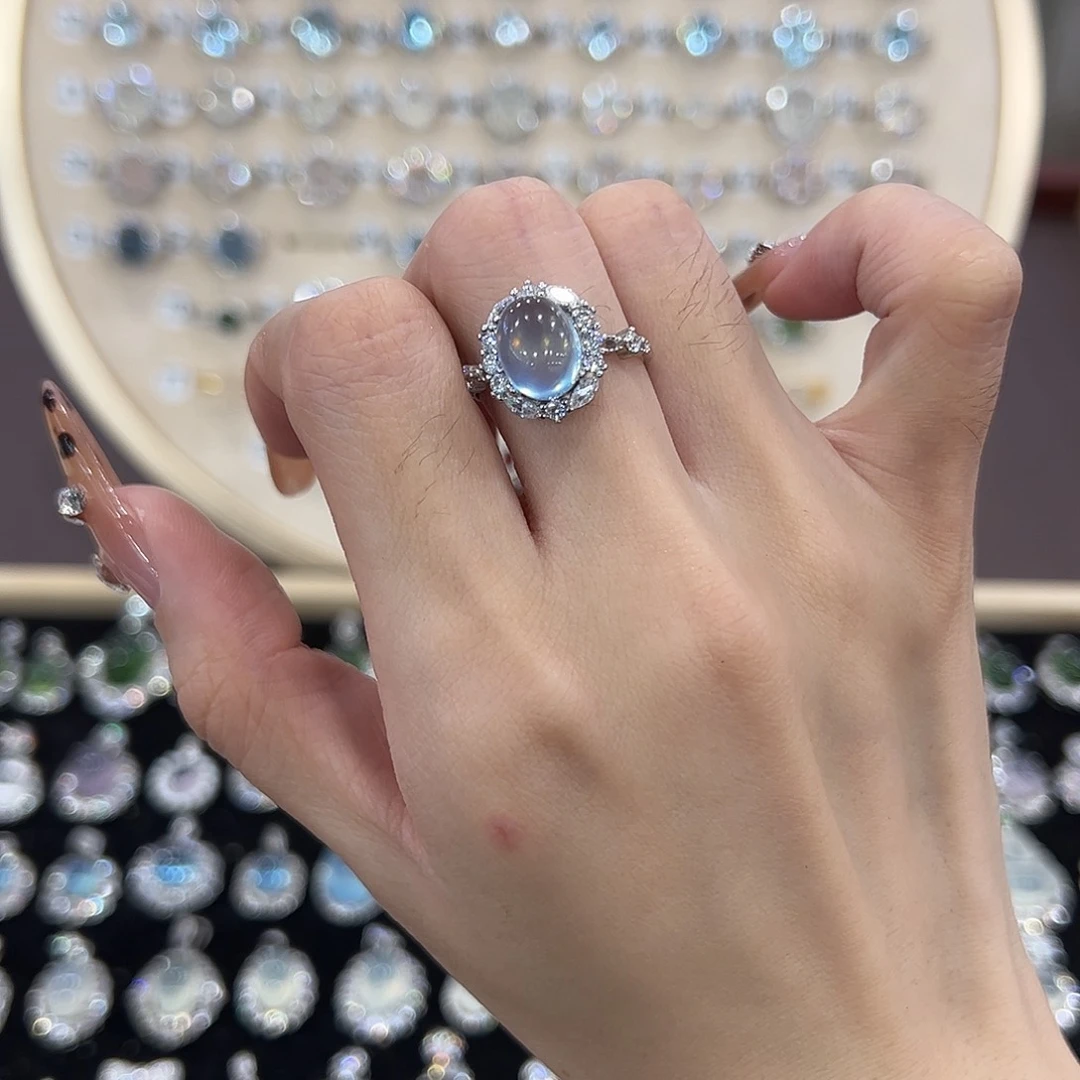 蛇纹石玉银S925镶嵌戒指