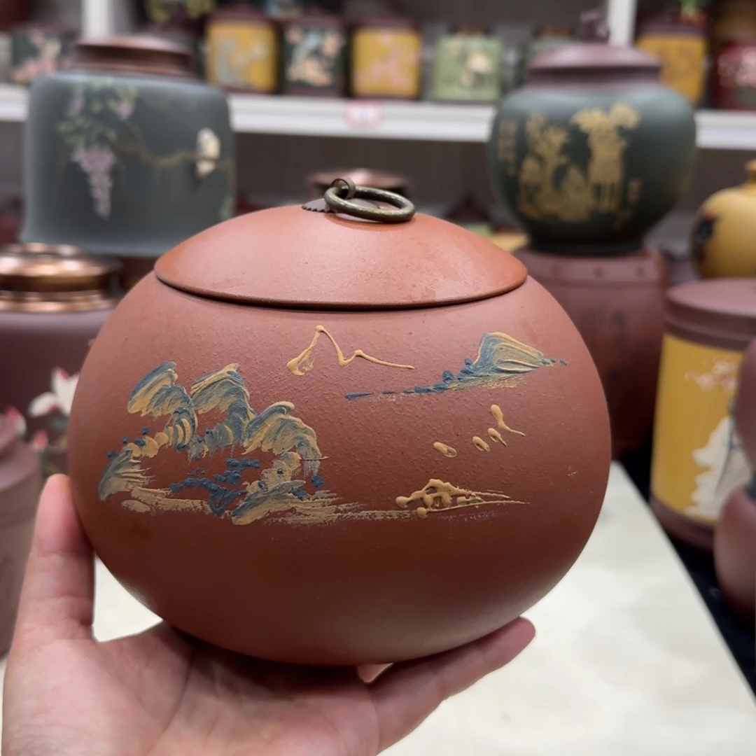 紫砂茶叶罐红西施孤品