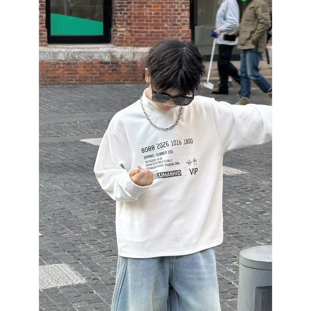 THE LUHAN【字母奇遇】秋冬德绒打底圆领亲子装中大童卫衣25842