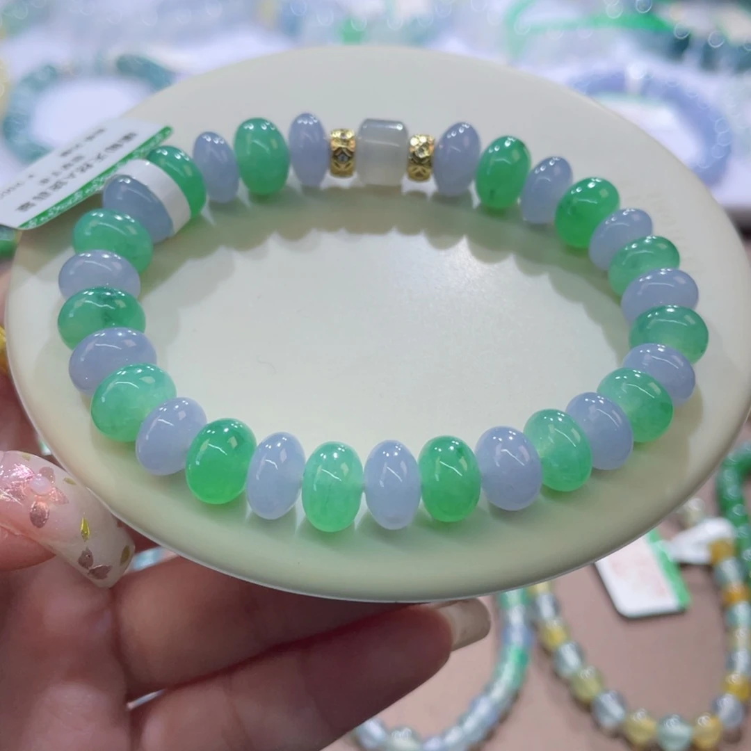 未镶嵌手链翡翠春彩鼓珠