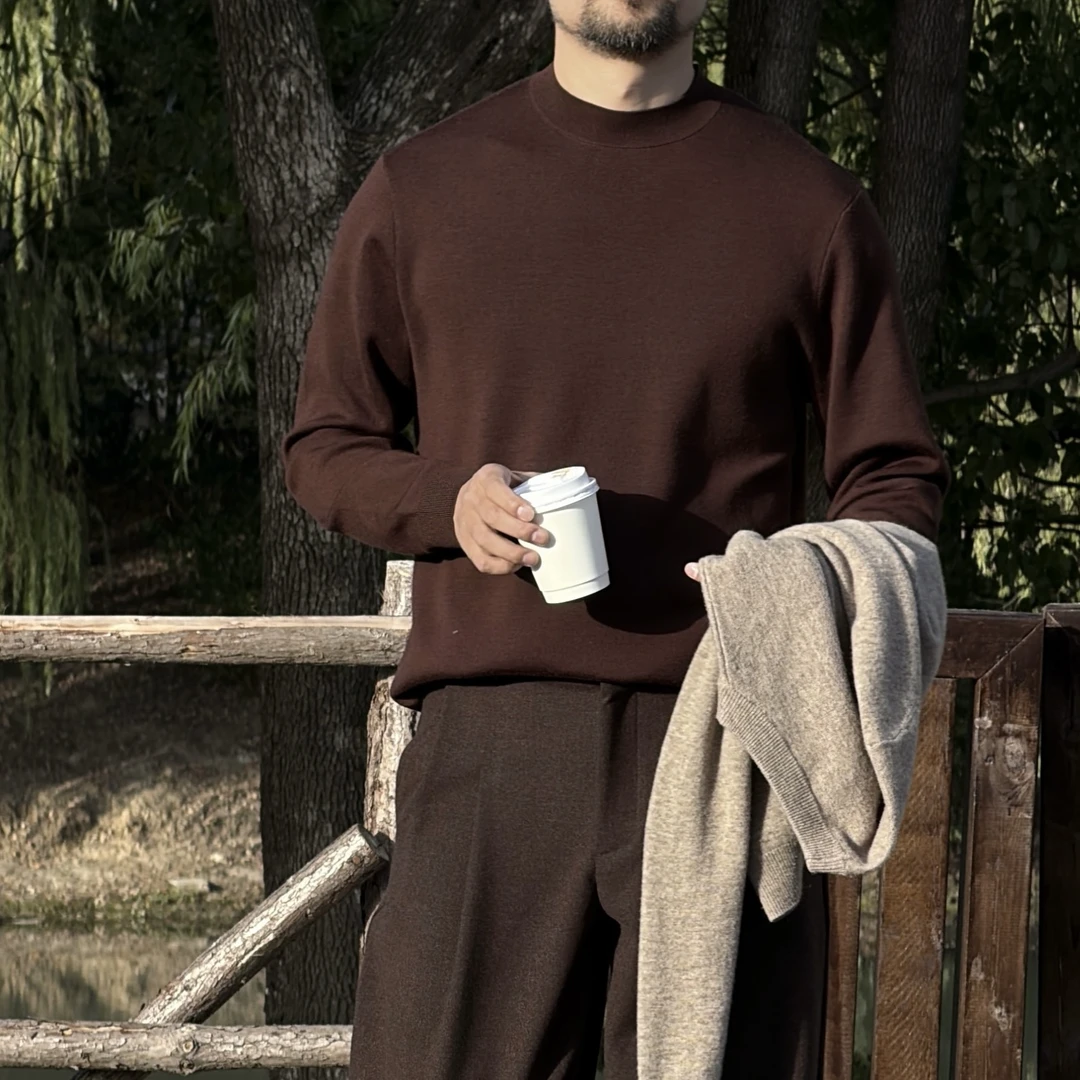 IMLINCONTE 【焦糖枫】Claeey系列100绵羊毛半高领毛衣XL5211690