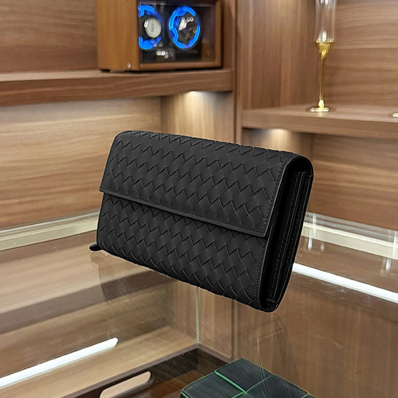 BV【胎牛皮】男士经典手拿包黑色时尚简约长款皮钱包多功能钱包