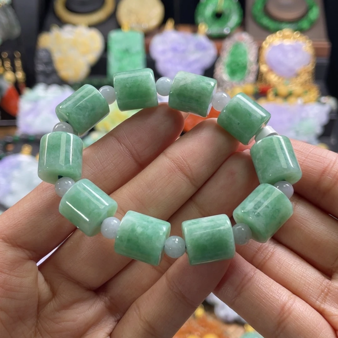 翡翠未镶嵌手串代编织