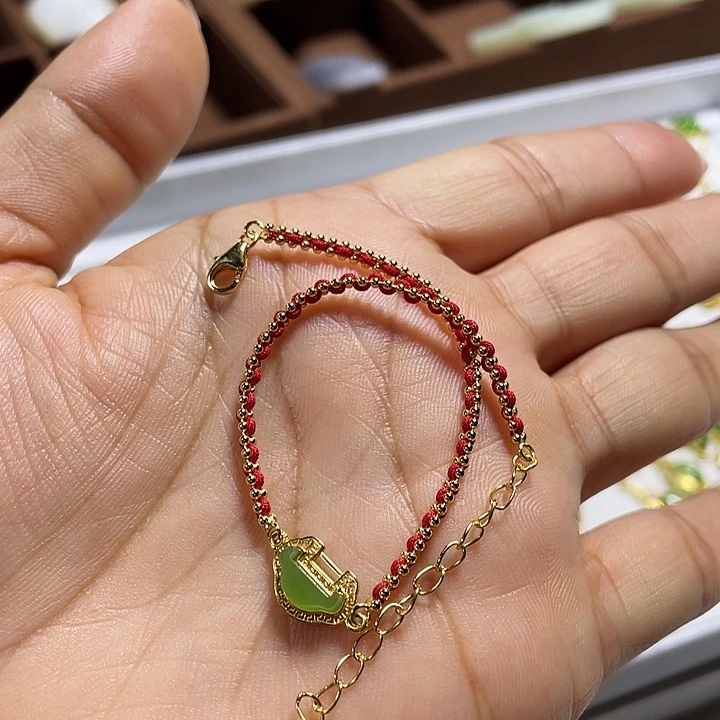 和田玉（碧玉）银S925镶嵌手链