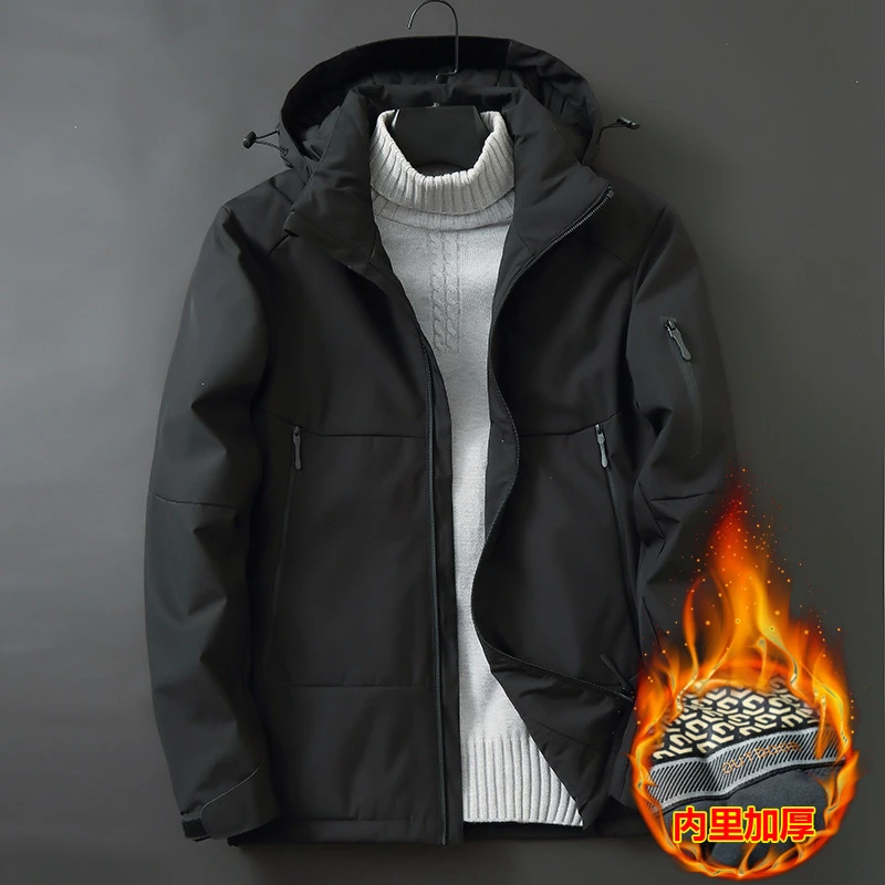 2024秋冬新款男士运动棉服加肥加大码立领连帽棉衣加棉夹克男外套