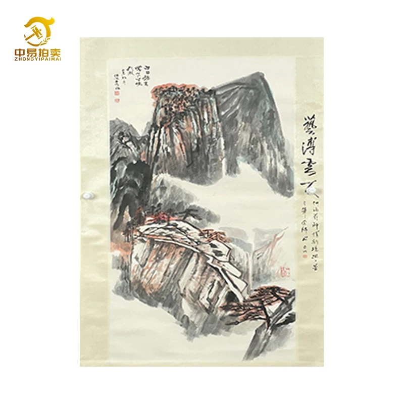 2012何老师山水题跋轴40*90cm