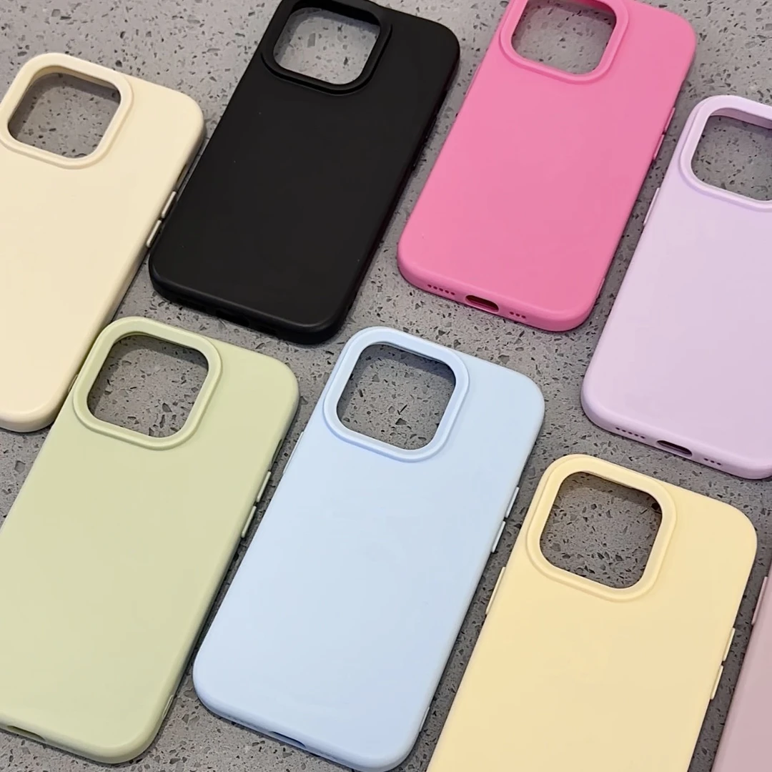 多巴胺肤感液态硅胶适用苹果16简约15手机壳iPhone14大孔13软套12