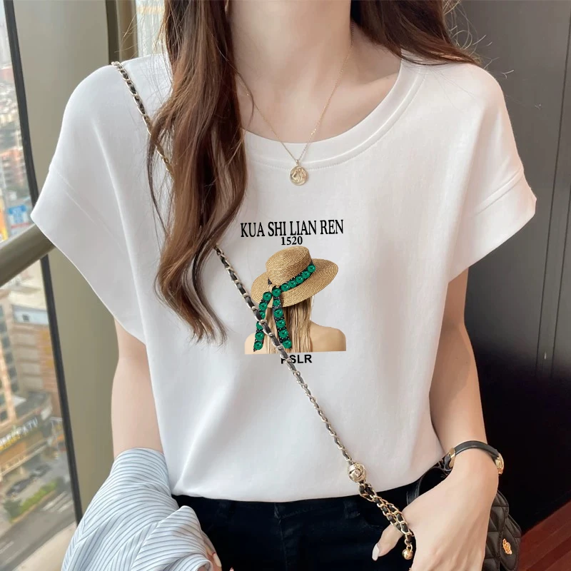 100%纯棉短袖t恤女夏季新款大码宽松胖mm休闲减龄飞飞袖圆领上衣