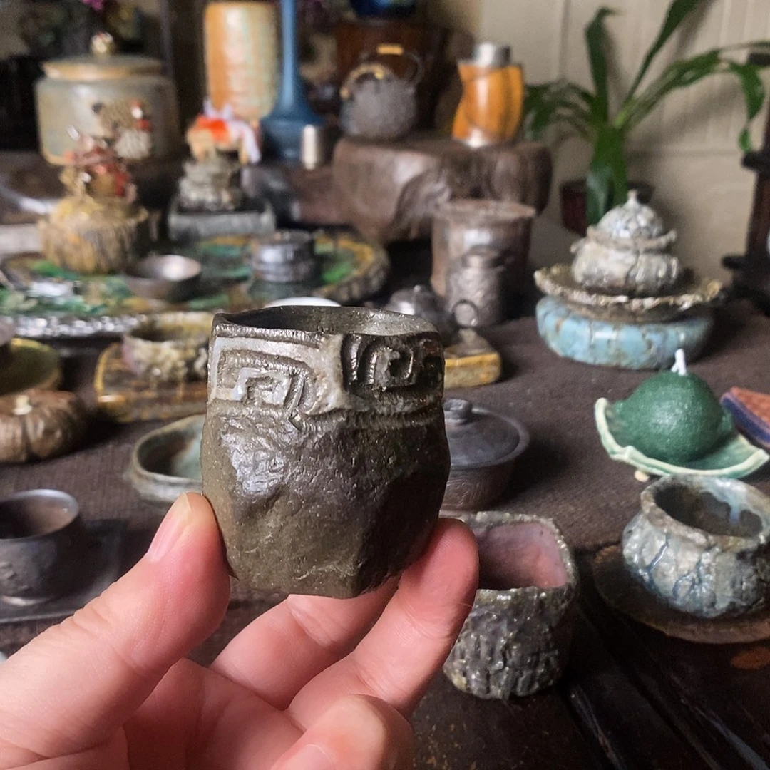 手工制作柴烧茶具