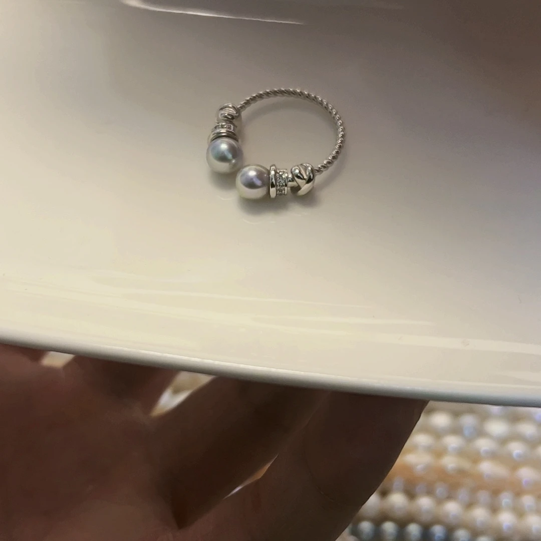 淡水珍珠戒指银S925镶嵌