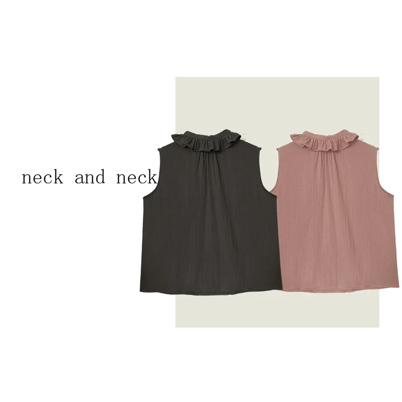 【 neck and neck 】“ 浮云水贝  ” 立体感木耳边领无袖背心上衣