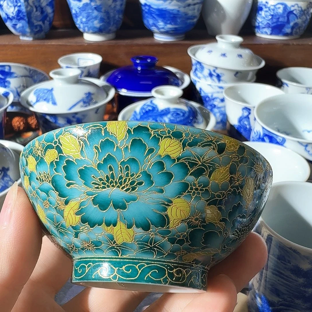 我***T泥塑掐丝珐琅杯手工手绘