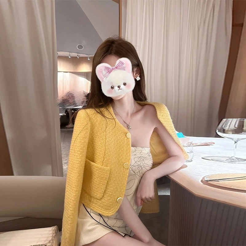 2025黄色小香风外套女春季小个子法式名媛气质独特高级感短款上衣