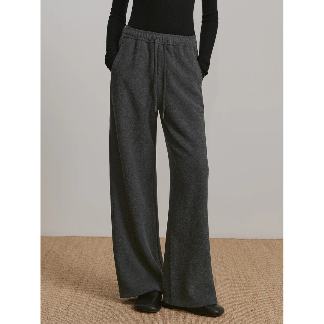 华吉言/HUAJIYAN【眠眠裤】舒适百搭抽绳松紧腰绒感宽松休闲裤