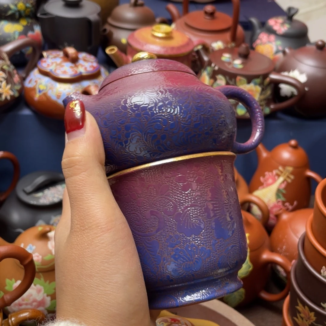 ****尘红泥茶杯紫砂主人杯一套