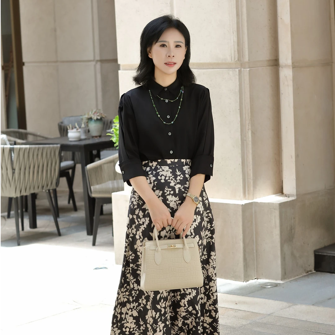 【杜小小】“优雅寄语”法式宽松简约精致桑蚕丝百搭气质显瘦衬衫976