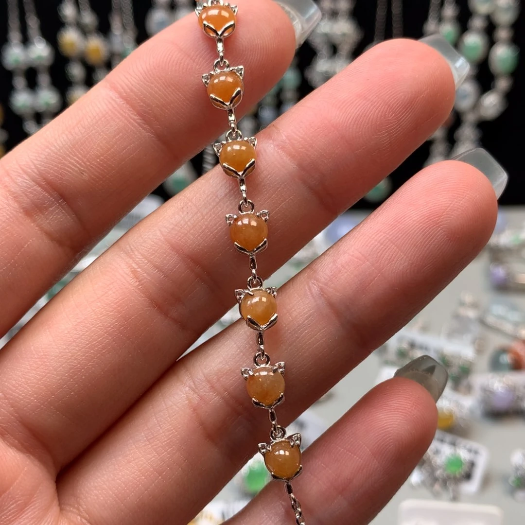 翡翠戒指银S925镶嵌手链