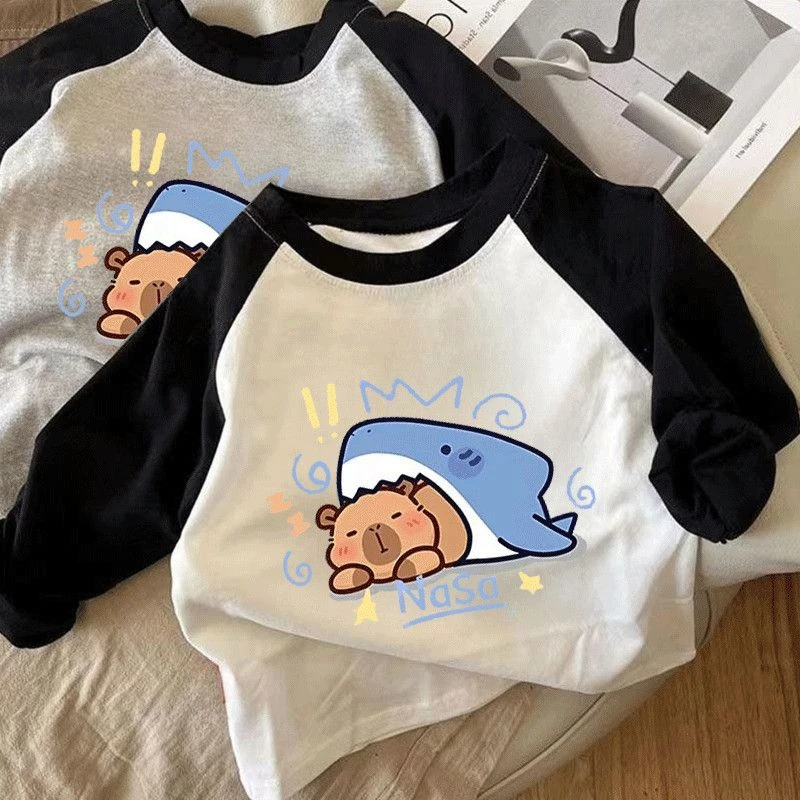 纯棉儿童长袖拼接T恤男女童韩版秋装打底衫小童宝宝春秋卡通上衣T