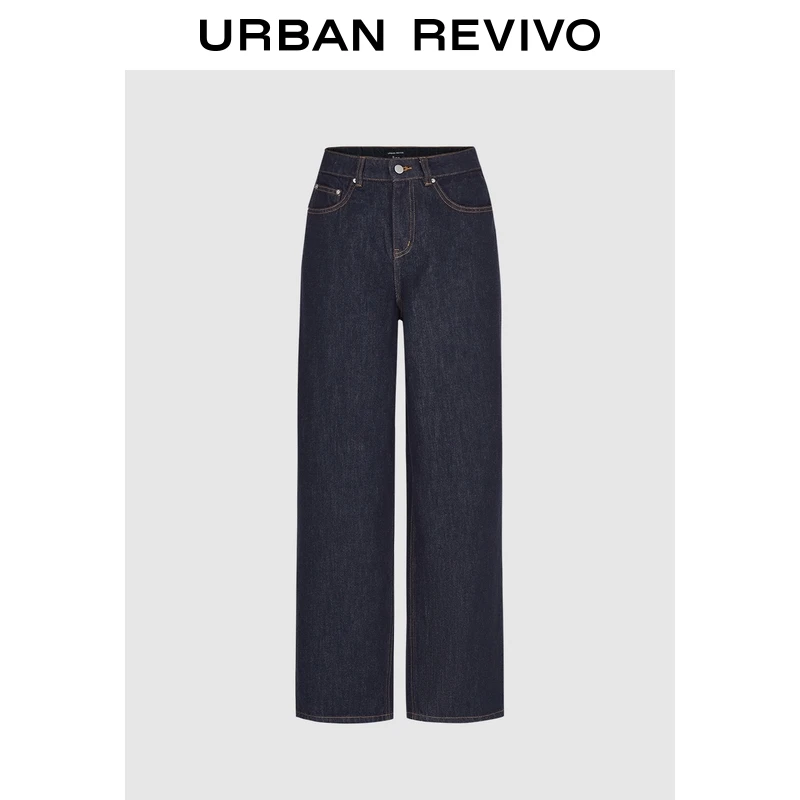 UR2025秋季新款女装复古休闲百搭撞色明线牛仔长裤UWM850170