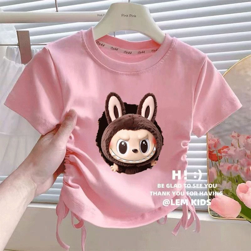 儿童新款纯棉洋气宝宝夏季短袖T恤童装百搭卡通拉布布抽绳上衣潮t