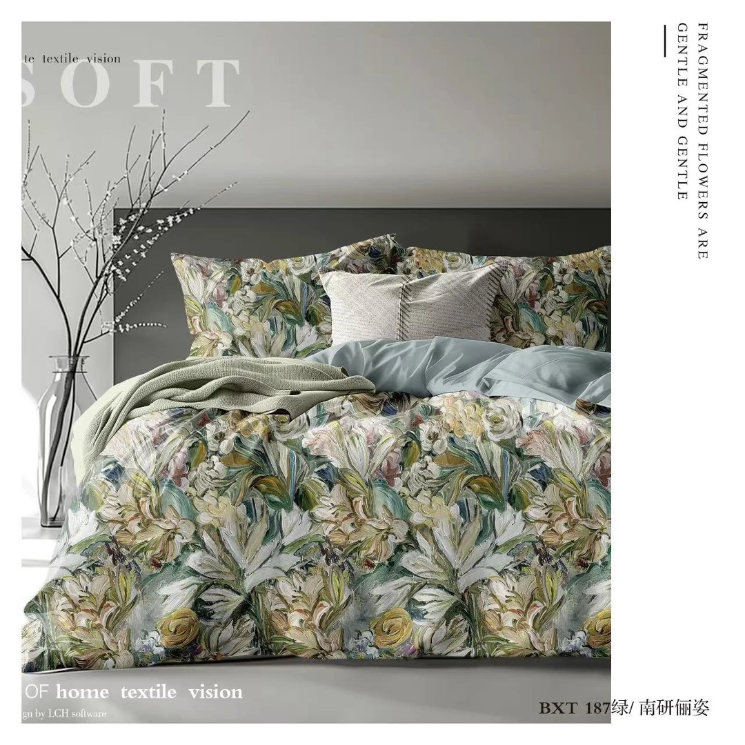 高端纯棉长绒棉120s双股数码印花四件套 南研俪姿200*230