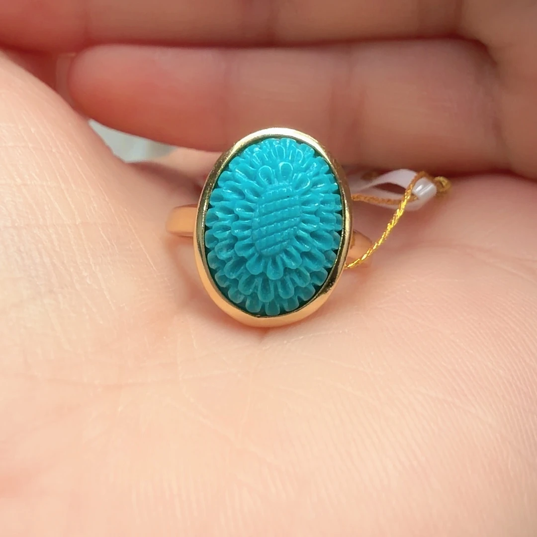 绿松石银S925镶嵌戒指