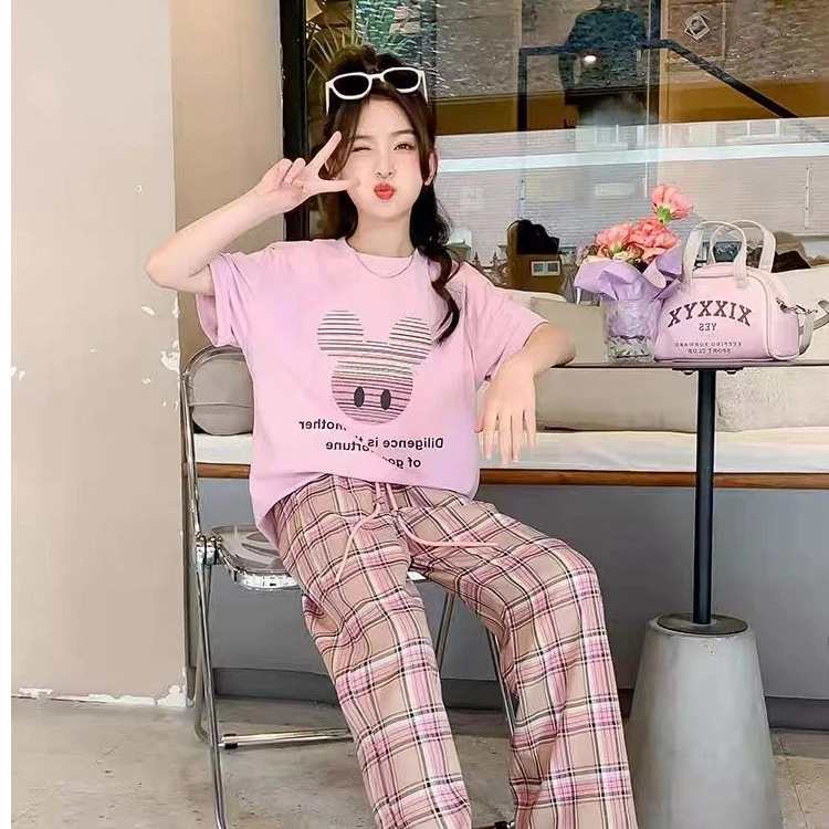 305613《80-120》韩版女装青少年休闲舒适时尚洋气夏季卡通短袖