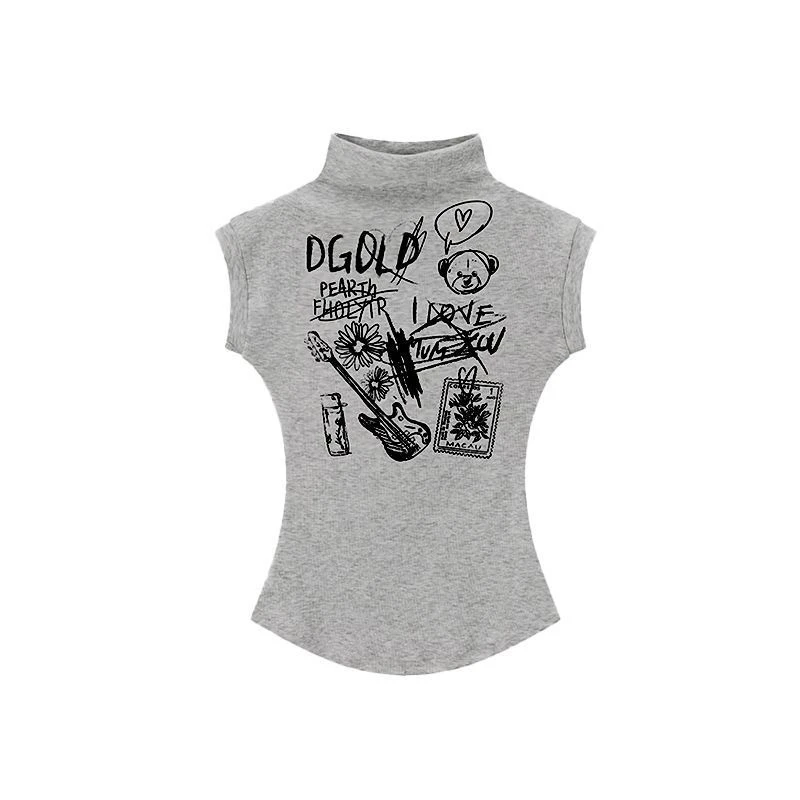 辣妹半高领短袖T恤女春夏季新款修身显瘦气质纯欲内搭时尚短上衣