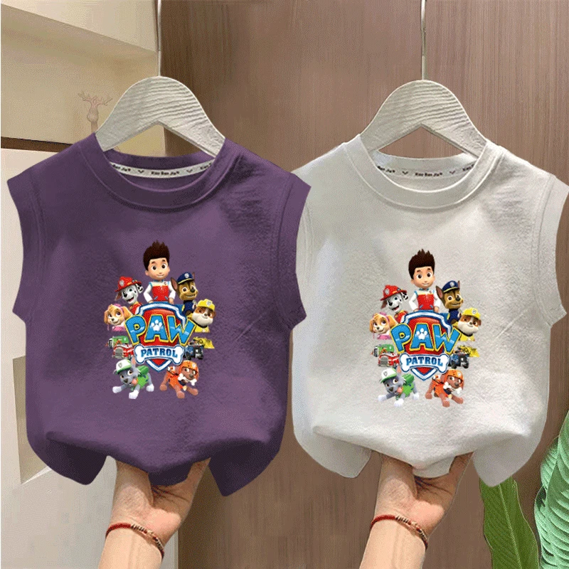 汪汪队儿童T恤夏季男女童纯棉坎肩圆领薄款宝宝背心卡通印花上衣t