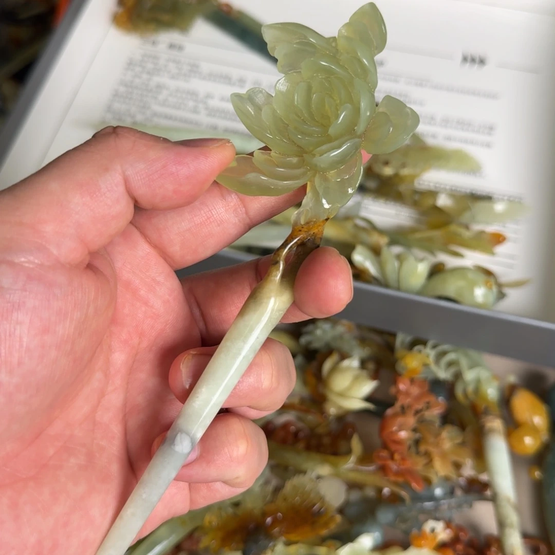 岫玉发饰未镶嵌明君玉簪就是好看