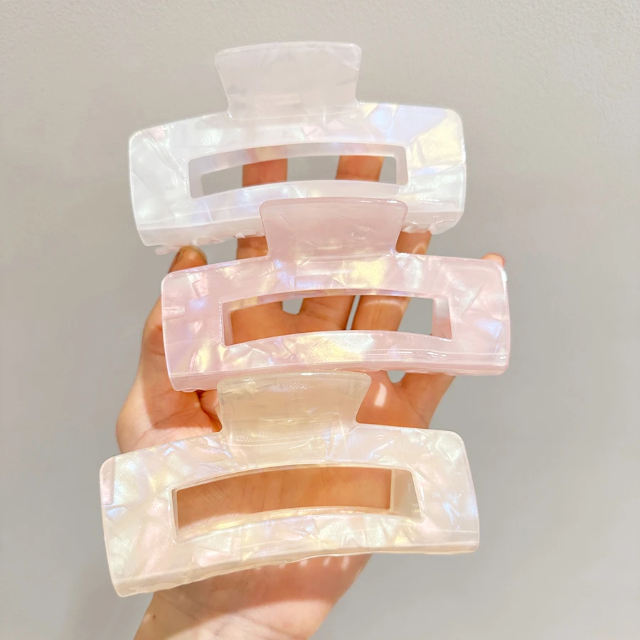 醋酸抓夹大号后脑勺发夹法式复古人鱼姬色白色发抓头饰发卡鲨鱼夹